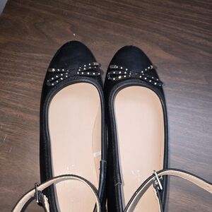 Sugar Black Dress Shoes with Bow and Studs